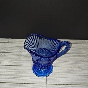 Fostoria Avon Cobalt Blue Coin Glass Creamer Pitcher White House Vintage 10 Oz